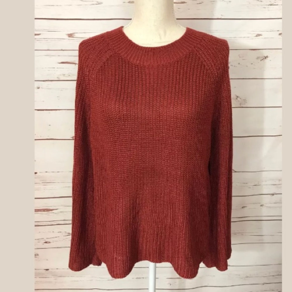 NWOT Pink Rose Burnt Orange Sweater Bell Sleeves